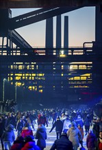 Ice rink at the Zollverein coking plant, Zollverein World Heritage Site, Essen, Germany, Europe