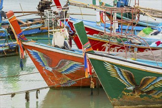 Colourful fishing boats, boat, ship, fishing boat, colourful, colourful, decorated, harbour, sea,