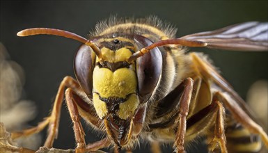 Animals, insect, symbol, close-up of a hornet, Vespa crabro, AI-generated, AI-generated, AI