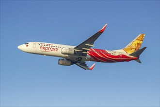 An Air India Express Boeing 737-800 aircraft with the registration VT-AXM at the airport in Dubai,