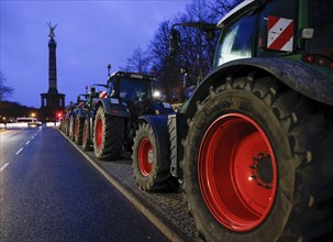 Thousands of farmers demonstrate with their tractors against the planned cancellation of the