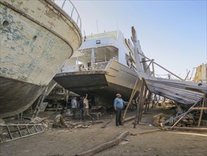 Boat building and repairs, yacht shipyard, Hurghada, Egypt, Africa