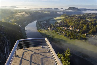 Sunrise in Saxon Switzerland, Rathen, Saxony, Germany, Europe