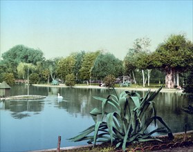 Cairo, Egypt, Garden Esbekieh, 1890, Historic, digitally restored reproduction from a 19th century