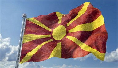 Flags, the national flag of Macedonia flutters in the wind