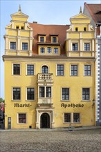 Historical Marktapotheke pharmacy, Market square, Meissen, Saxony, Germany, Europe