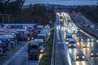 Rest area Ohligser Heide West, on the A3 motorway, direction Cologne, near Solingen, full truck