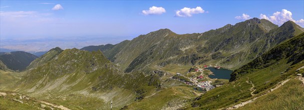 Romania: Lake Balea (Romanian: Balea Lac) from above. The lake is located at the summit of the