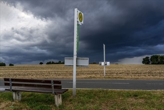 Single stop of bus line 510 between Korbach and Bad Wildungen, country road near Waldeck in North