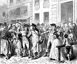 Fever of the revolution in the Rhineland, mistrust, revolt, uprising, crowd, street scene, news