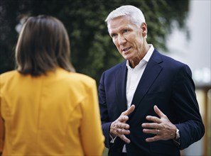 Ralf Wintergerst, Bitkom President, recorded during a press conference on the economic protection