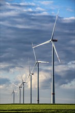 RWE wind farm near Bedburg, at the Garzweiler opencast mine, on recultivated part of the opencast