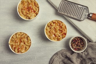 Mac and cheese, American dish, top view, no people