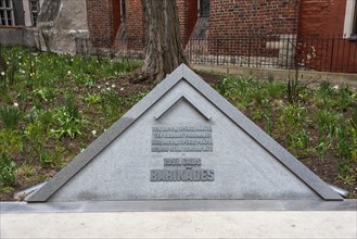 Memorial stone commemorates the barricades of 1991, when 700, 000 people demonstrated for Latvia's