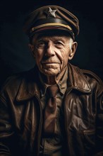 Elderly senior male world war II soldier portrait, generatvie AI, AI generated