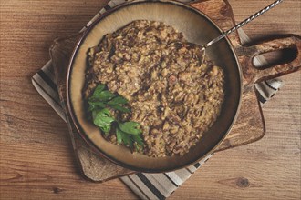 Lobio, a traditional Georgian dish, boiled beans, homemade, no people