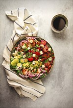 Cobb salad, keto food, top view, no people, close-up