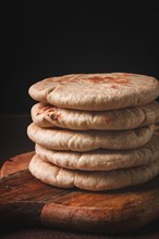 Pita bread, stack, on the table, no people