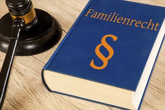 Symbolic image: Family law textbook next to a judge's gavel