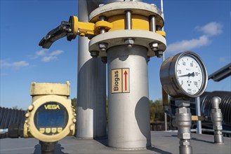 Digester, pipelines of the biogas plant of the company Reterra, biogas is produced in a digester