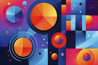 Abstract geometric illustration of circular shapes and spheres in a minimalist composition, AI