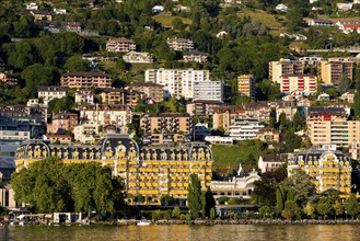 Montreux on Lake Geneva, travel, holiday, hotel, Grand Hotel, Alps, summer, canton, city,