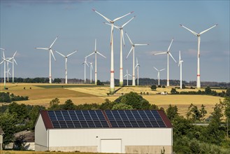 Wind farm near the East Westphalian town of Energiestadt Lichtenau, agricultural business with