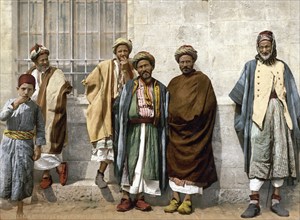 Peasants from the Bethlehem area, Holy Land, West Bank, Historical, digitally restored reproduction