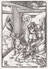 Der Tod holt das Kind nach Hans Holbein dem Jüngeren aus Der Todten Tanz, erschienen in Basel 1843,