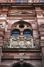 Electoral coat of arms above the entrance gate from the valley side to the castle ruins, destroyed