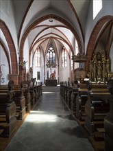 Interior of the nave of the parish church of St Michael, Bernkastel, Moselle, Rhineland-Palatinate,