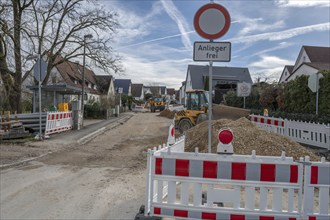 Construction site, sewer renovation in a village street, Eckental, Middle Franconia, Bavaria,