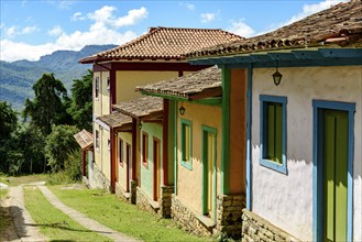 Typical colonial architecture of the old houses in the small village of Lavras Novas in Minas