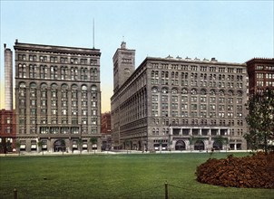 The Auditorium and Annex, Chicago, United States, 1890, Historic, digitally restored reproduction