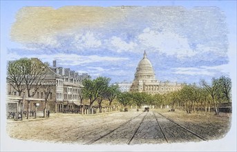 The Capitol building in Washington DC in the 1870s. From American Pictures Drawn With Pen And