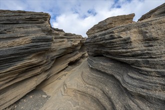 Las Grietas volcano columns, Lanzarote, Canary Islands, Spain, Europe