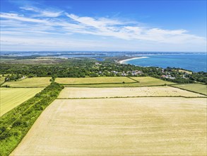 Ballard Cliff over Studland from a drone, Jurassic Coast, Dorset Coast, Poole, England, United