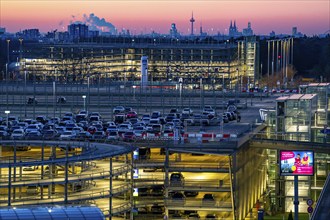 Cologne-Bonn Airport car park, Cologne city centre skyline, Cologne Cathedral, North