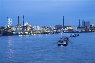 Backdrop of Chempark Leverkusen, Bayer Leverkusen, chemical park, chemical plant, river Rhine,