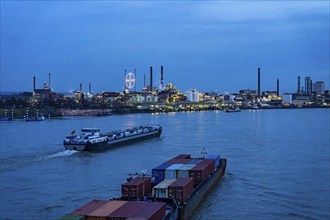 Backdrop of Chempark Leverkusen, Bayer Leverkusen, chemical park, chemical plant, river Rhine,