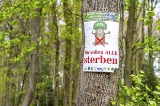 Protest posters, the Sterkrader Wald in Oberhausen, at the Oberhausen motorway junction, where the