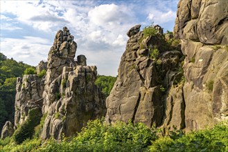 The Externsteine, a sandstone rock formation, in the Teutoburg Forest, near Horn-Bad Meinberg,