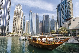 Dubai Marina skyline skyscrapers waterfront buildings in Dubai, United Arab Emirates, Asia