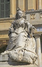 Queen Victoria statue in front of National Library building, Republic Square, Valletta, Malta,