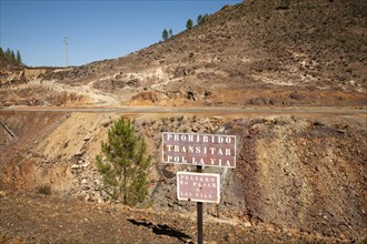 Lunar like despoiled landscape from opencast mineral extraction in the Minas de Riotinto mining