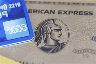 Platinum credit card from American Express Amex to pay as background in Stuttgart, Germany, Europe