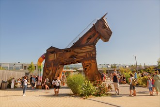 Trojan horse, accessible for children, during Cavalluna summer camp, at SHOWPALAST MÜNCHEN, the