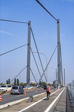 The Theodor-Heuss-Bridge, Rhine crossing, cable-stayed bridge, first road bridge of the so-called