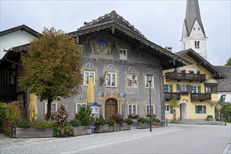 Building with Lüftlmalerei, Garmisch, Garmisch-Partenkirchen, Upper Bavaria, Bavaria, Germany,