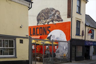 Lacons brewery wall painting at the Swan and Hedgehog pub in town centre, Ipswich, Suffolk,